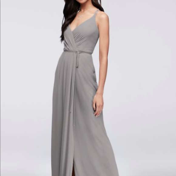 david's bridal long georgette v neck